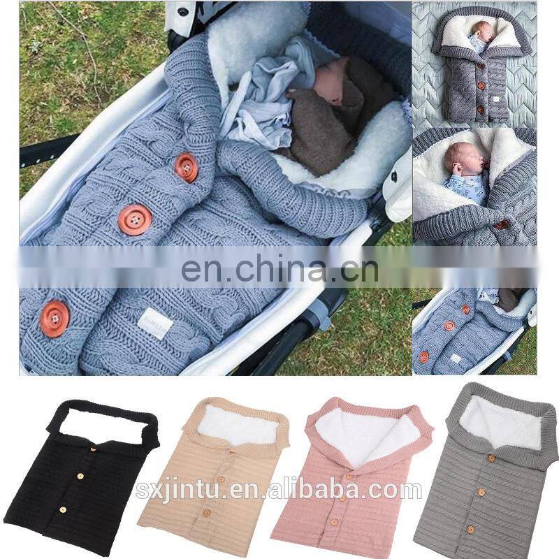 Newborn Baby Swaddle Blanket Fleece Stroller Wrap Nap Blanket Plus Velvet  Knit Sleeping Bag Stroller Sack