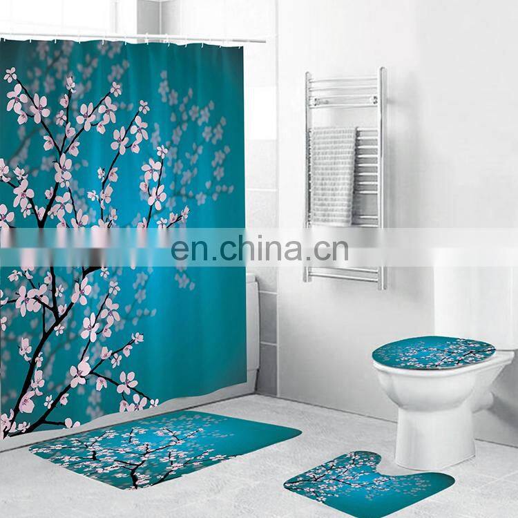 Decorative Flower Bath Shower Curtain Set, Fancy African American Women Bathroom Shower Curtain With Hooks