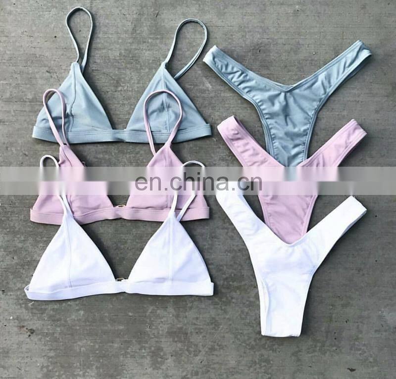2019 Summer Swimwear Women Two Pieces Bikini Set Solid Padded Push Up Swimwear Swimsuit Pool badeanzug damen New Arrival