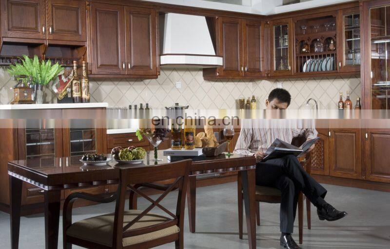 US Kitchen Cabinet Kitchen Furniture Classic Cherry Solid Wood Dining Room Sets In Prefab House