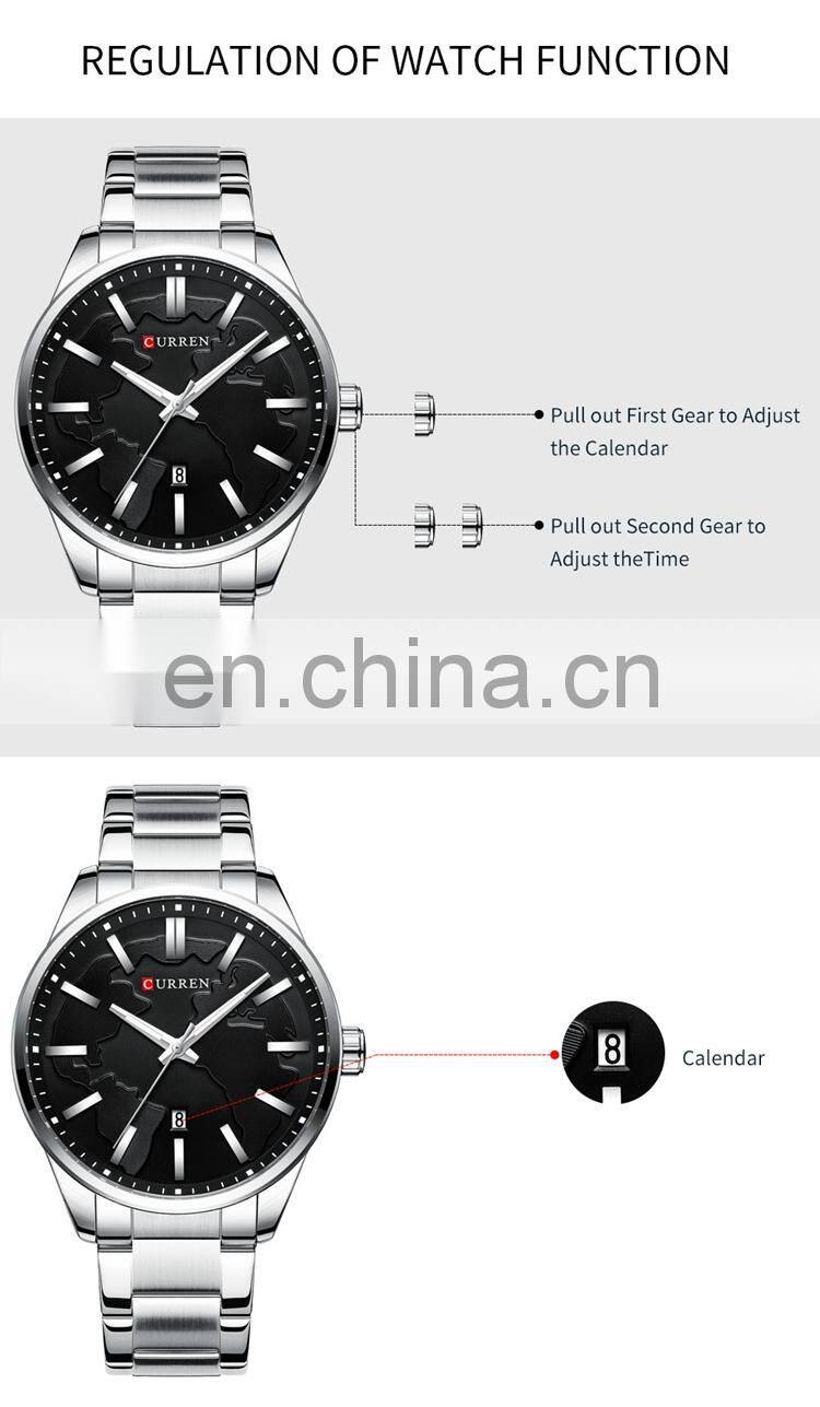 CURREN 8366 Japan Quartz Movt Men Brand Wrist Watches Stainless Steel Calendar Business Popular Military Watch