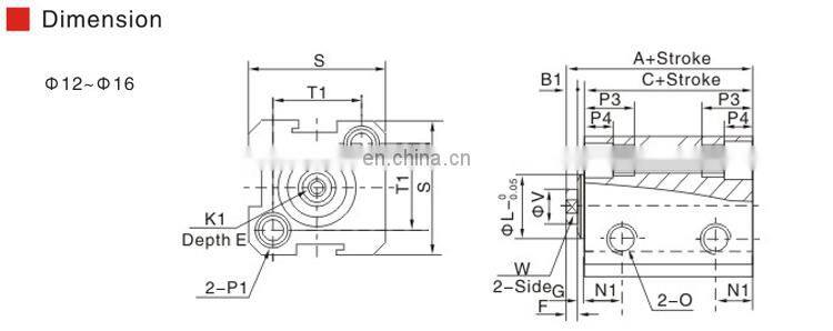 SNS SDA32X25 pneumatic double acting small thin compact air cylinder