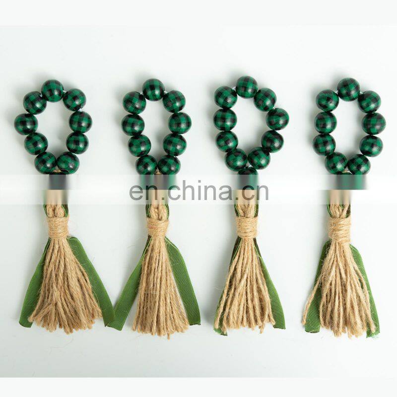 Wholesale Home Accessories Table Decoration Wood Beads Napkin Rings Tassel Macrame Napkin Ring