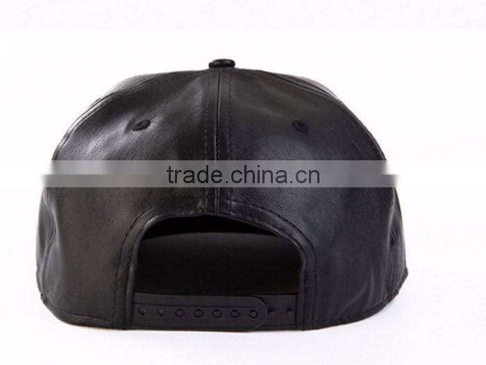 Guangzhou Factory Import Hat Wholesale Custom Leather Fashion Snapback Hat With Metal Zipper