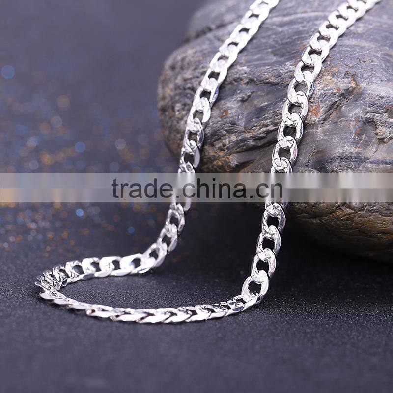 simple design fashion jewelry rhodium plated cheap short chain necklace