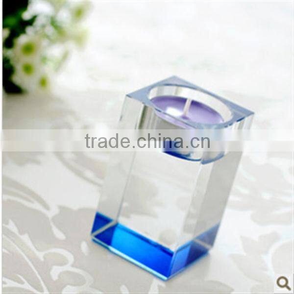 square glass candle holder with wax candle jar with painted color