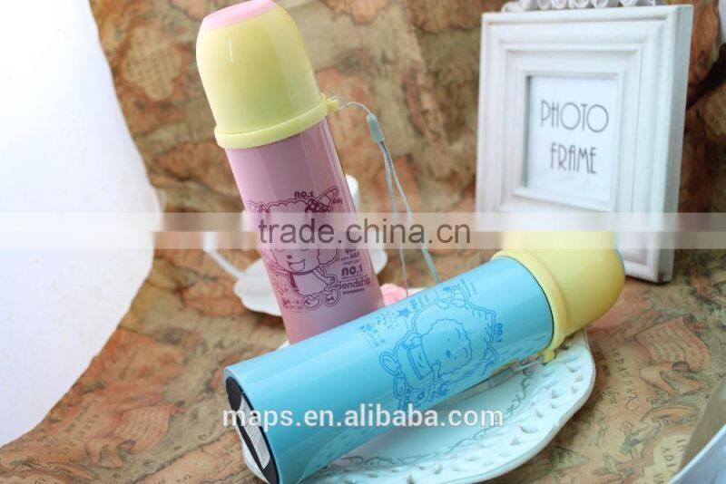 350ml/500ml stainless steel vacuum flask with Pu leather bullet shape thermo flask