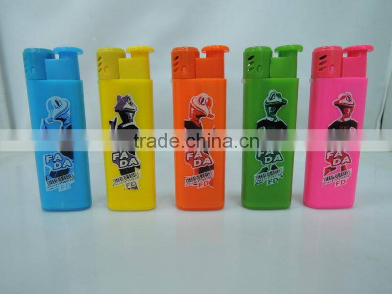 Five solid color jet flame plastic rechargeable electric cigarette butane gas customized logo lighter