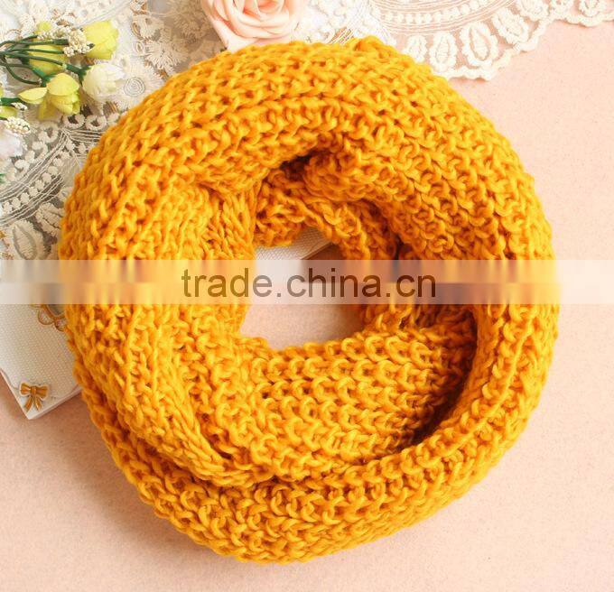 Wholesale Fashion Plain Solid Color Wool Circle Loop Infinity Women Knitted Scarf