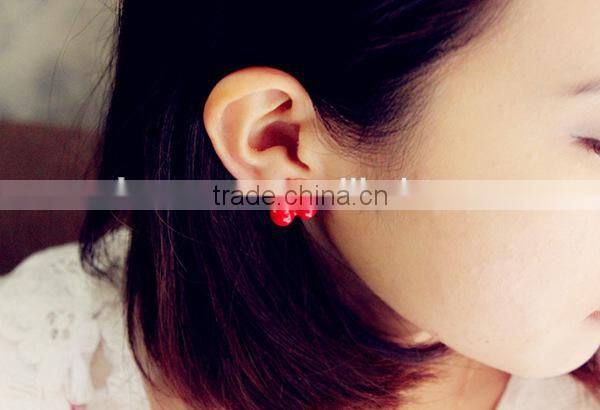 Red cherry earrings Agate Cherry Earrings Beaded Cherry Earrings