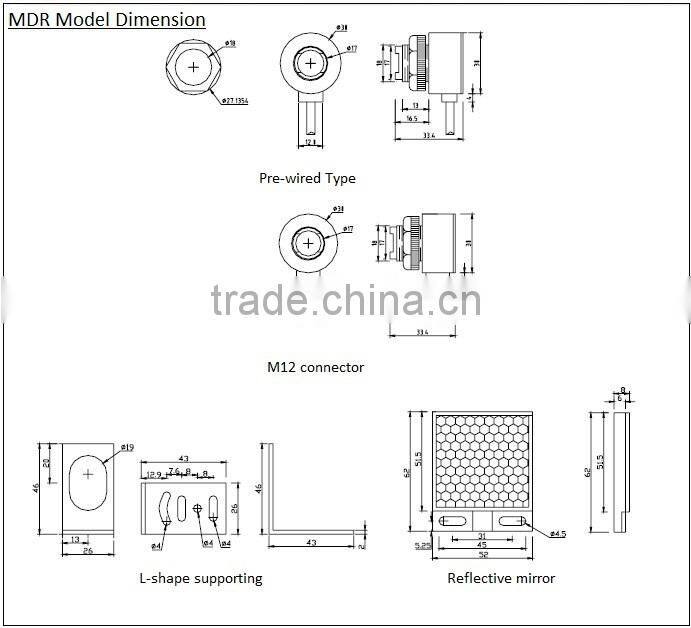 Plastic Short Tubular M18 / Cylindrical Infrared Photoelectric Sensors / Photocell Sensor /Mechanical parts /