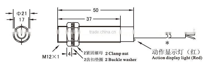 M12 reed sensor magnetic switch DC/AC two wire NO LG12A3-10-J/EZ