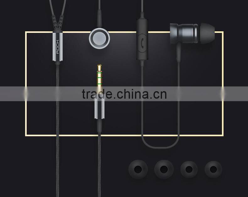 Original ROCK Mula Stereo Earphone in-ear Headphone Handsfree with Mic For SAMSUNG For iPhone Universal Earbud MT-4381