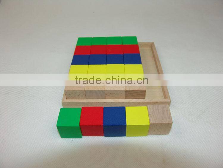 Preschool Educational Teaching Aids Wooden Toy 25pcs Cubes With Tray Education Sets