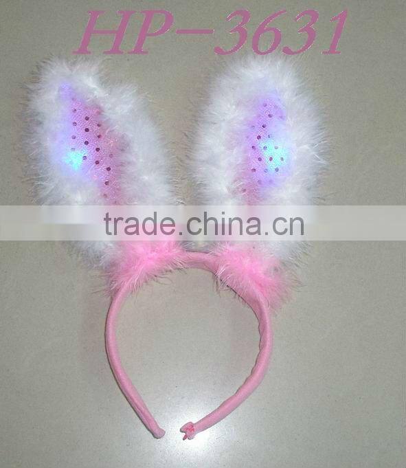 Led sequin bunny ear boppers with 6 leds