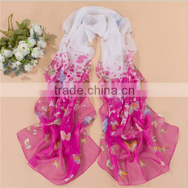 wholesale latest design lady floral screen printing silk scarf