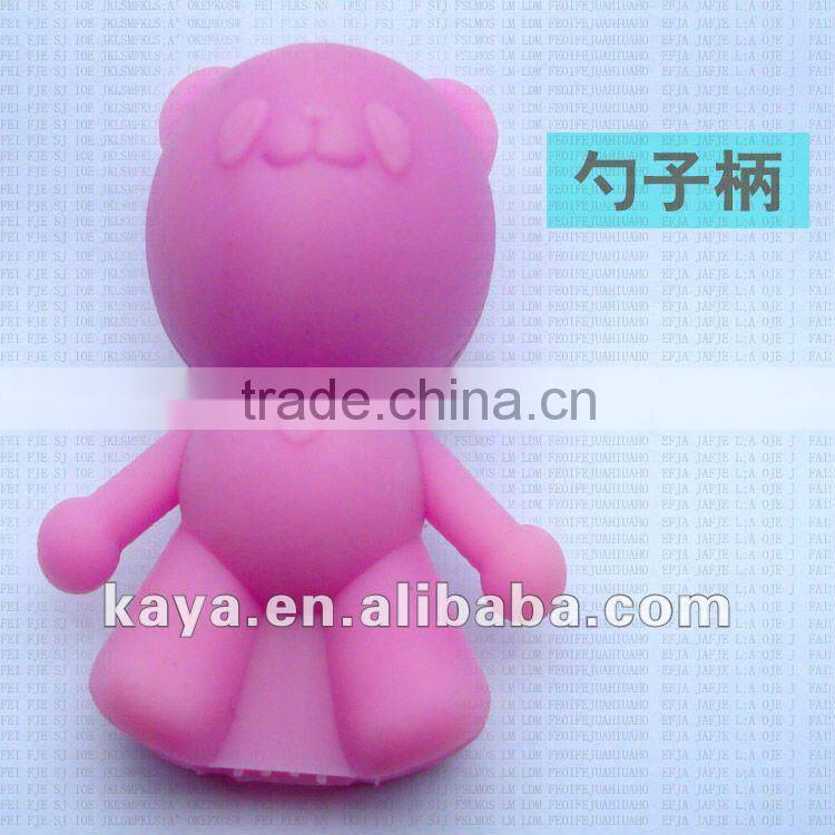 Lovely 3D teddy silica gel spoon cover