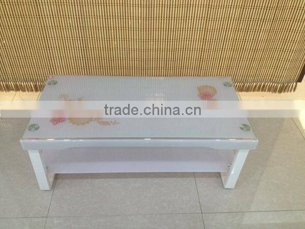 glass top stainless steel base coffee table HY-1005