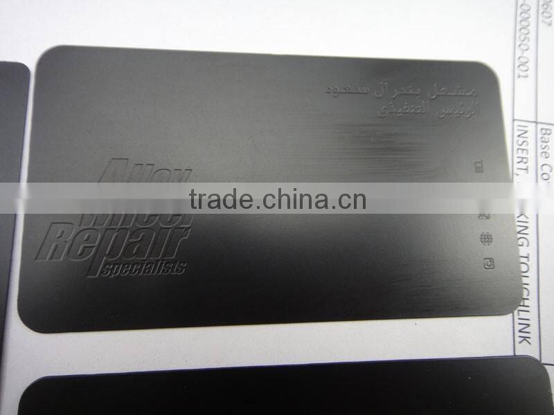 High quality stainless steel black laser carve metal name cards