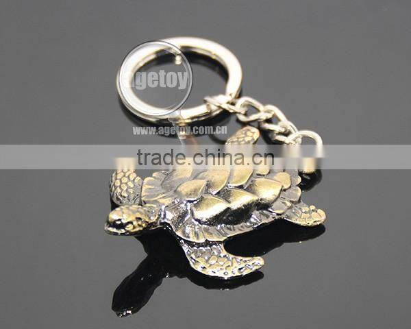 Three-dimensional Tortoise Shaped Zinc Alloy Plated Bronze Metal Sea Green Turtle Keychain