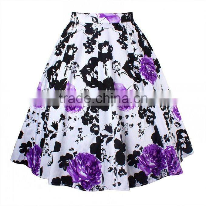 Women's flower Print Flared Skater Retro Style Swing Pinup Rockabilly vintage skirt