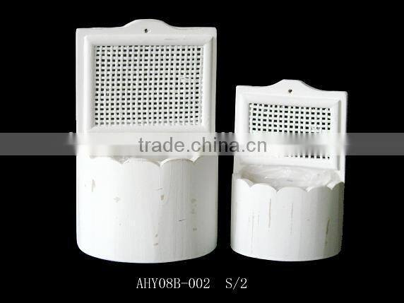 European classic white wooden garden flowerpot for garden deco