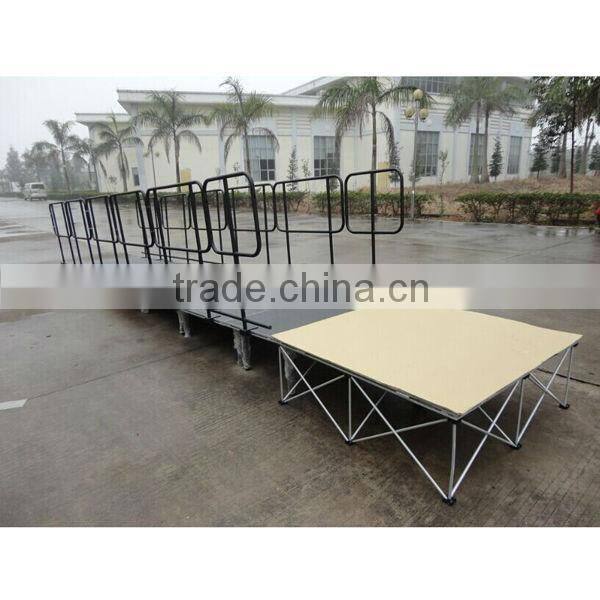 Hot seling aluminum acrylic portable stage with wheelchair ramp for 80cm high stage with landing and guard rails