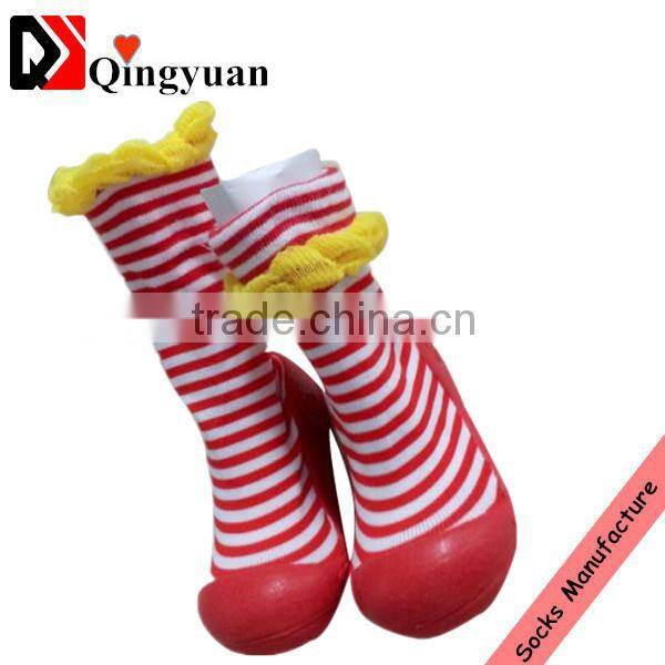 wholsales anti-slip kids/baby/children socks shoes rubber sole socks