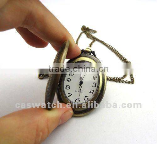 quartz gold tone full hunter pocket watch