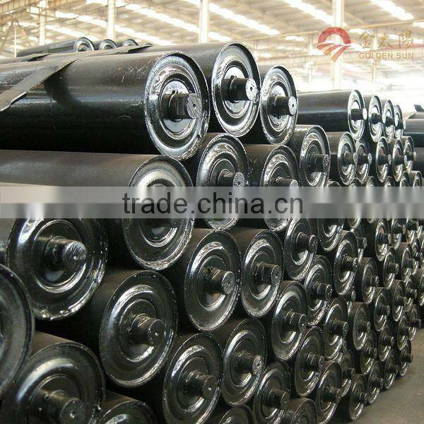 Troughed impact roller.troughing conveyor impact roller,35deg conveyor impact roller with frame