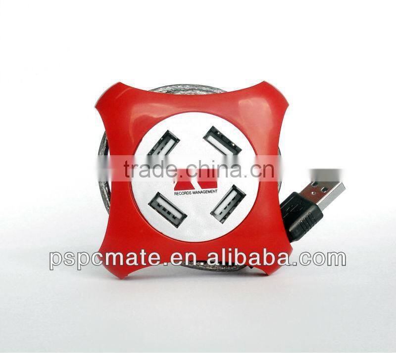 4 Port High Speed USB 2.0 Hub Expansion Power Adapter For Notebook PC Phone