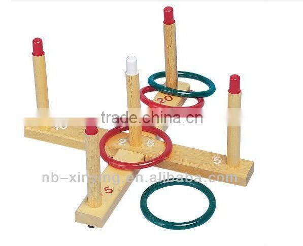 Hot selling Wooden Ring Toss Game 4 Quoits Colorful Toss Garden Game