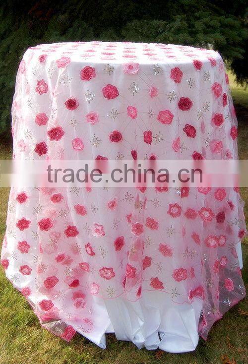 Elegant organza embroidered tablecloth,overlay,wedding table cloth