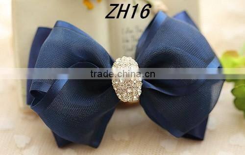 Colors Chiffon Ribbons Rhinestone Hair Bow Bow Hair Jewelry