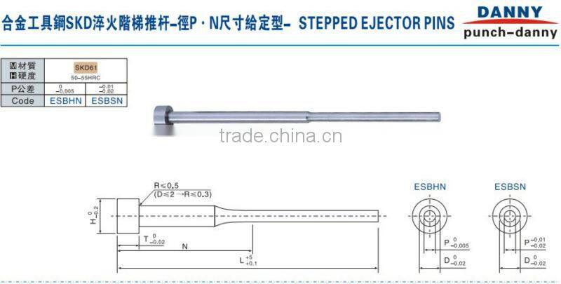 Standard stepped ejector pins
