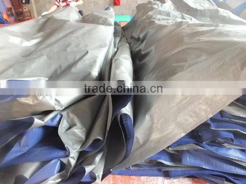 tarpaulin 3x3 polypropylene sliver/blue colour triangle plastic rope waterproof outdoor cover manufacture directly hot sell
