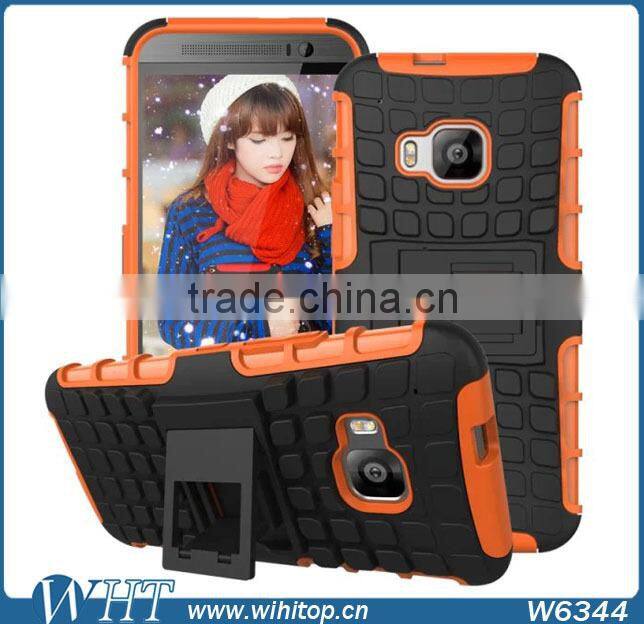 Silicone+ PC Orange Shockproof Case for HTC One M9, with Stand Function