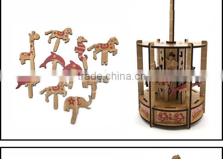 Wooden Mini Merry-go-round Model