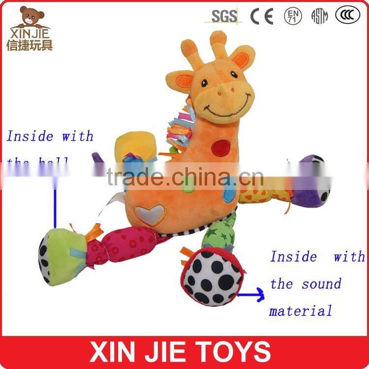 custom squeaky deer soft baby toy good quality plush baby toy with bell