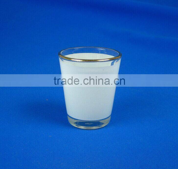 Sublimation blank 1.5oz glass cup with gold rim