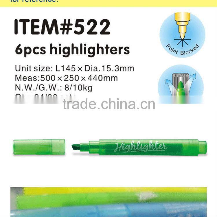 Highlighter set chisel pen tip item 522