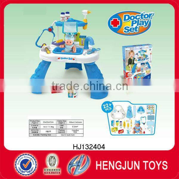 high quality plastic toys doctor play set with the doll for children health protector