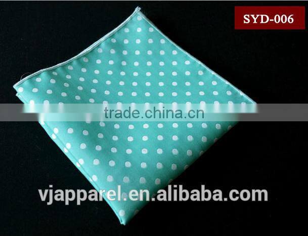 Blue & white spot Linen Pocket Square handkerchief Hand rolled edges