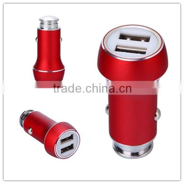 promotional double 2 USB car charger adapter best selling medal dual USB car charger 5v 2.4A output for iPhone 6