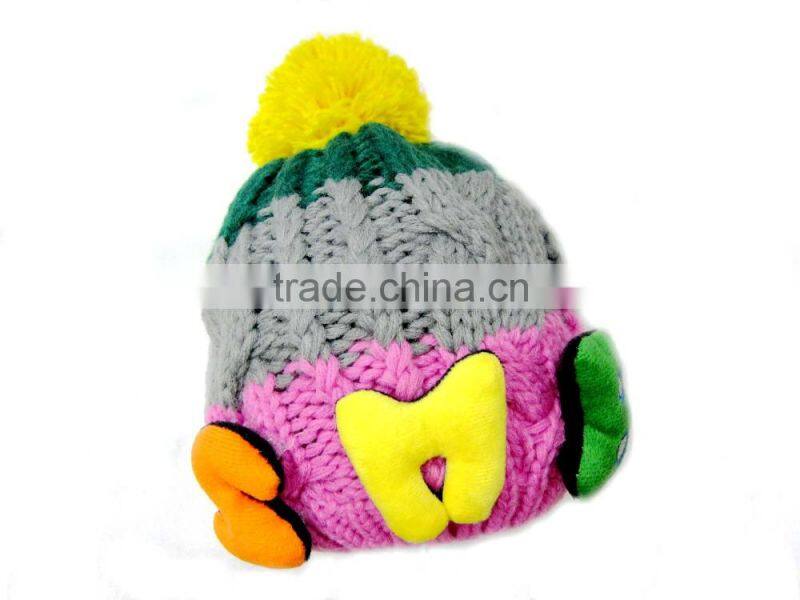 Wholesale Custom Colorful Acrylic Printing Crochet Kids Winter Hat