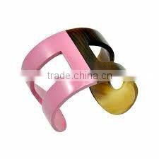 Eco-friendly black and blue lacquer water buffalo horn bracelets jewelry