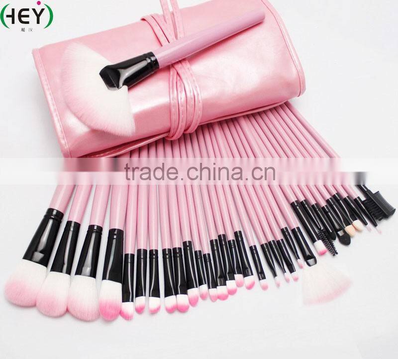 High Quality 32pcs Pink Soft Synthetic Hair makeup brushes with PU Bag