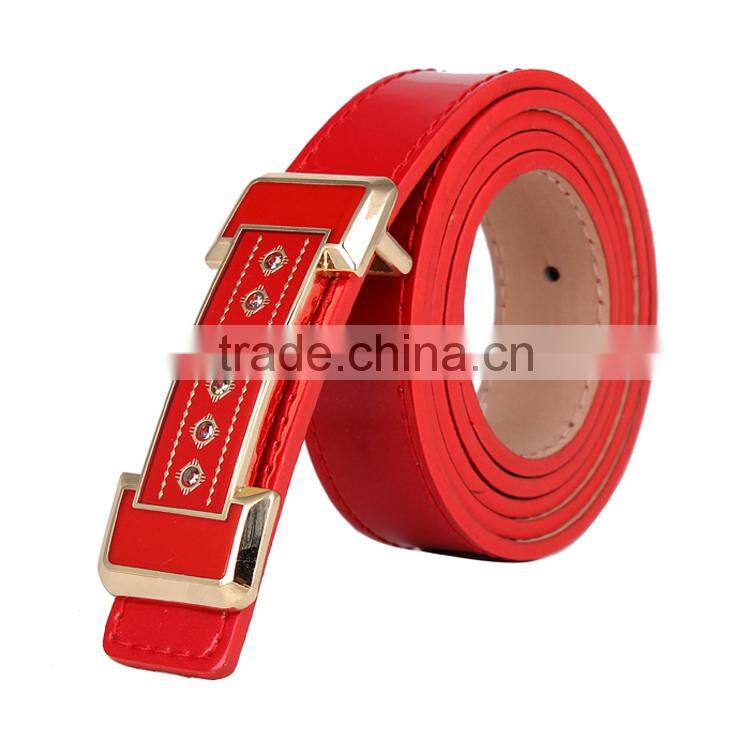 Womens Flower Alloy Buckle Leather Waist Belt
