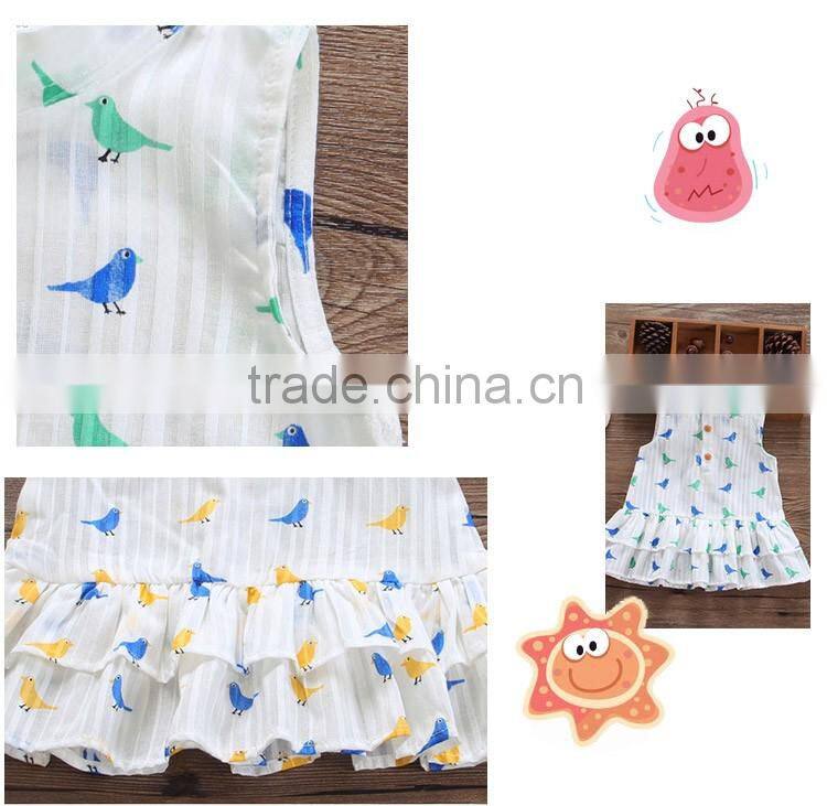 Hot Selling Children Thin Sleeveless Cartoon Printing Boutique Girl Dress