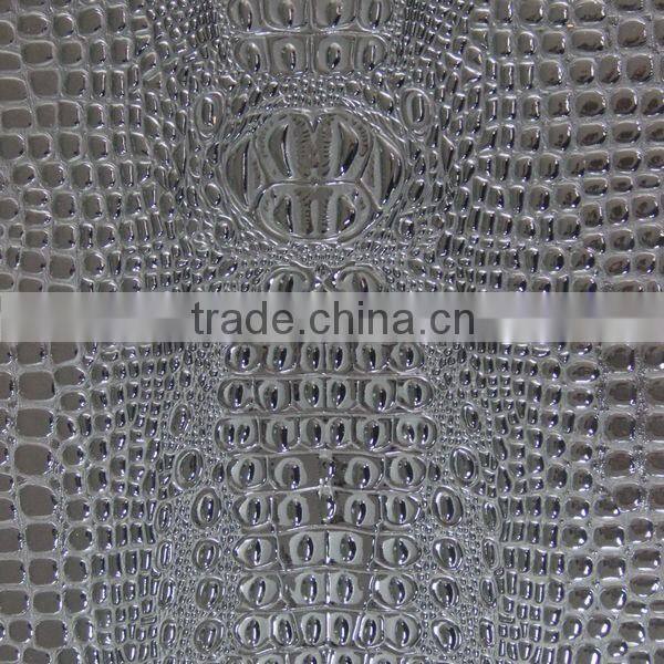 PVC leather for sofa upholstery fabric usage with crocodile emboss